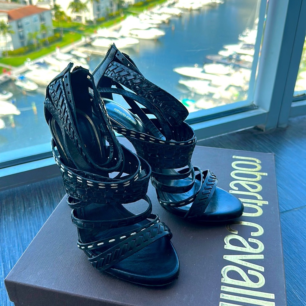Roberto Cavalli black leather shoes